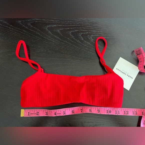 Mara Hoffman Sia Red Ribbed Straight Neck Bikini Swimsuit Top Size XS - Picture 6 of 12